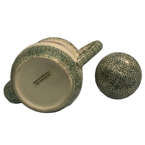 Vintage Teapot Stoneware Apple Motif Tender Hearts Treasures Primitive Farmhouse - Picture 9 of 16